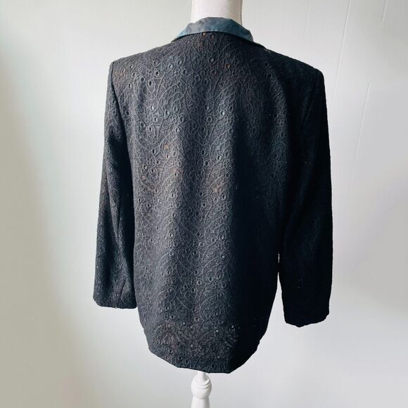 Randall Darwall Blazer Lace Silk Watercolor Black Notched Collar Statement Large - Picture 8 of 13